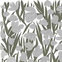 white shadow color with green leaves flower pattern vector