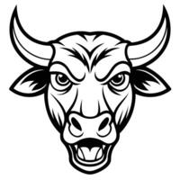 logo black bull head with horns on a white background vector