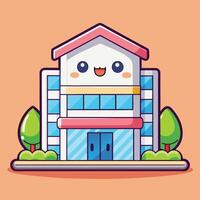 building with cute face vector