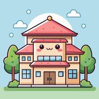 a cartoon house with a smiling vector