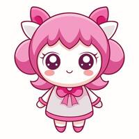 a cartoon character with pink hair and a bow vector