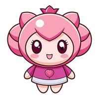 a cartoon character with pink hair and a heart vector