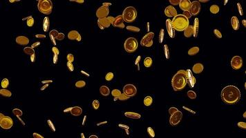 Golden Coins Falling from Sky on Transparent Background video