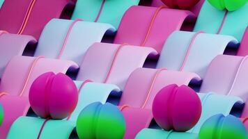 Vivid Gradient Summer Spheres Rolling Along Wavy Track. Seamless 3D Loop Animation video