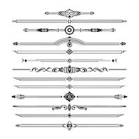 Dividers and a frame are set apart on white. Calligraphic design components vector