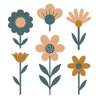 Art graphics depicting a set of simple flowers in the Scandinavian style For prints on clothing vector