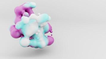 3d render purple blue metaball rotating and split into many bubbles meta balls deformation video