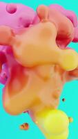 vertical vivid colorful meta balls morphing 3D blobs loop video