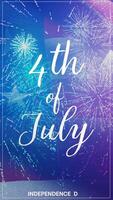 vertical independence day 4th of July Text with Fireworks and Waving American Flag video