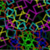 Abstract geometric black background decorated with a pattern of multi-colored quadrangles vector