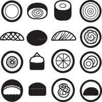 Sushi icons minimal black and white design. vector