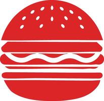 Red minimalist burger icon flat design. vector