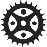 Abstract symbol circular design black and white spiky edges. vector