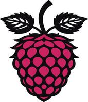 Stylized raspberry logo black and magenta color scheme. vector