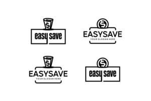 Template logo design for saving money with banknote icon symbol and coin vector