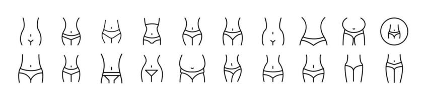 Waist Set of Thin Icons. Editable Stroke. Suitable for Web Sites, Books, Cards, Apps vector