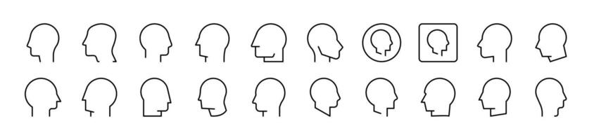 Faceless Person Profile Line Icon Set. Editable Stroke. Minimalistic Linear Pictogram for Design of Cards, Apps, Banners, Posts vector