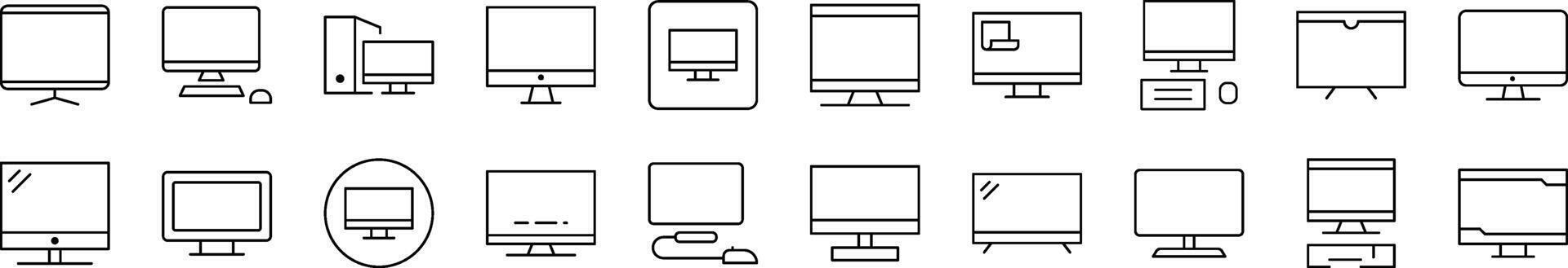 computadora línea icono recopilación. editable ataque. minimalista lineal pictograma para diseño de tarjetas, aplicaciones, pancartas, publicaciones vector