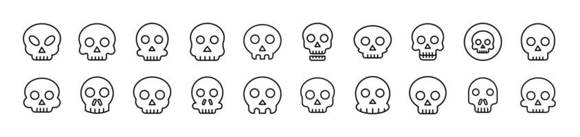 Skull Outline Simple Linear Image Collection. Editable Stroke. Suitable for Web Sites, Books, Cards, Apps vector
