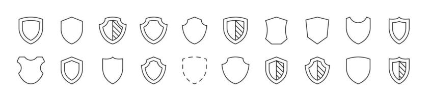 Shield Line Icon Pack. Editable Stroke. Minimalistic Linear Pictogram for Design of Cards, Apps, Banners, Posts vector