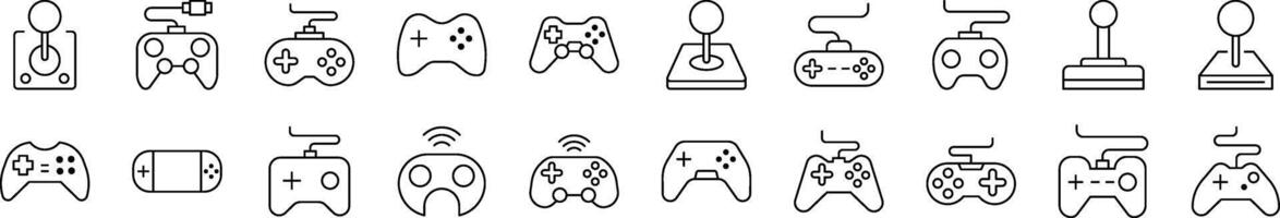 Joystick Line Icon Collection. Editable Stroke. Minimalistic Linear Pictogram for Design of Cards, Apps, Banners, Posts vector