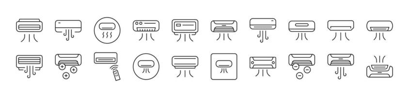 Air Conditioning Collection of Thin Icons. Editable Stroke. Suitable for Web Sites, Books, Cards, Apps vector