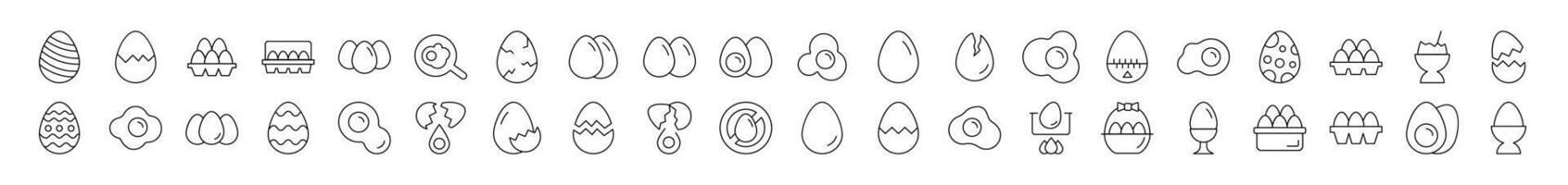 Egg Bundle of Thin Icons. Editable Stroke. Suitable for Web Sites, Books, Cards, Apps vector