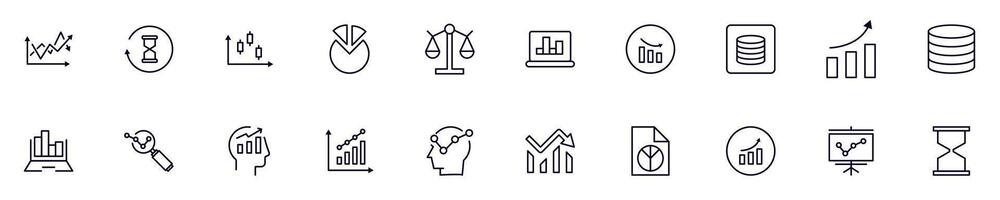 Business and analytics thin line icons set. Simple linear illustrations that suitable for apps, infographics, books, online shops and stores vector