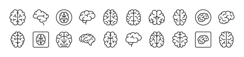 Brain Bundle of Thin Icons. Editable Stroke. Suitable for Web Sites, Books, Cards, Apps vector