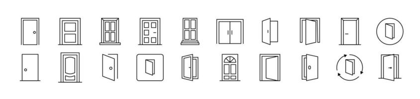 Door Outline Simple Linear Image Collection. Editable Stroke. Suitable for Web Sites, Books, Cards, Apps vector