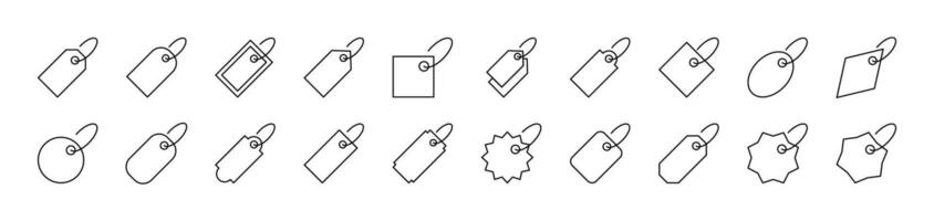 Label Line Icon Pack. Editable Stroke. Minimalistic Linear Pictogram for Design of Cards, Apps, Banners, Posts vector