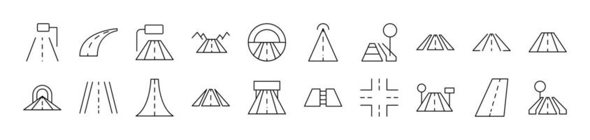 Road Collection of Thin Icons. Editable Stroke. Suitable for Web Sites, Books, Cards, Apps vector