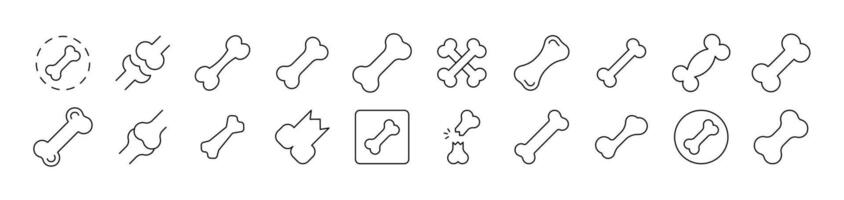 Bones Set of Thin Icons. Editable Stroke. Suitable for Web Sites, Books, Cards, Apps vector