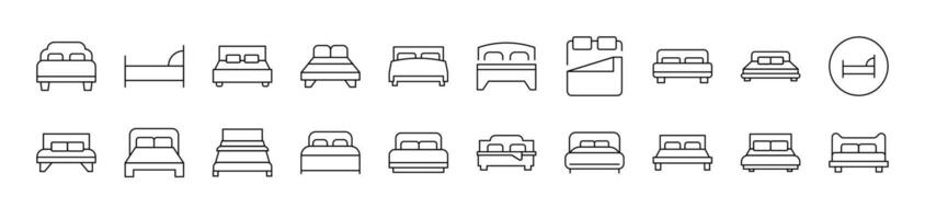 Bed Collection of Thin Icons. Editable Stroke. Suitable for Web Sites, Books, Cards, Apps vector