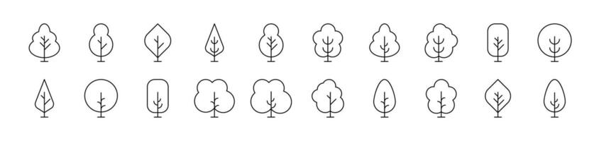 Tree and Forest Collection of Thin Icons. Editable Stroke. Suitable for Web Sites, Books, Cards, Apps vector