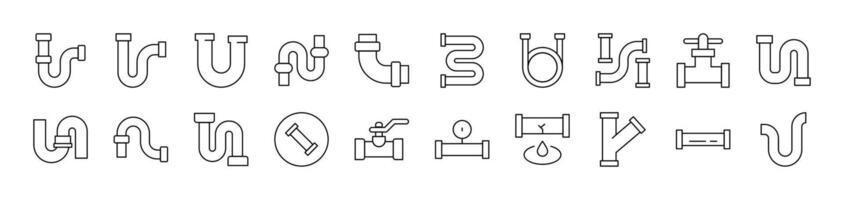 Pipe Related Icon Set. Editable Stroke. Suitable for Web Sites, Books, Cards, Apps vector