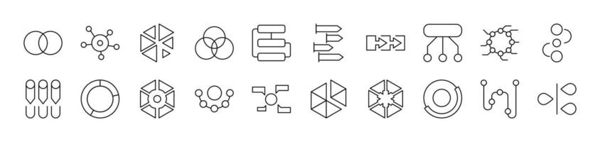 Hierarchy Thin Icons Collection. Editable Stroke. Suitable for Web Sites, Books, Cards, Apps vector