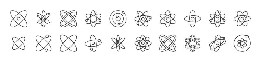 Isolated Atom, Orbit Outline Simple Linear Image Collection. Editable Stroke. Suitable for Web Sites, Books, Cards, Apps vector