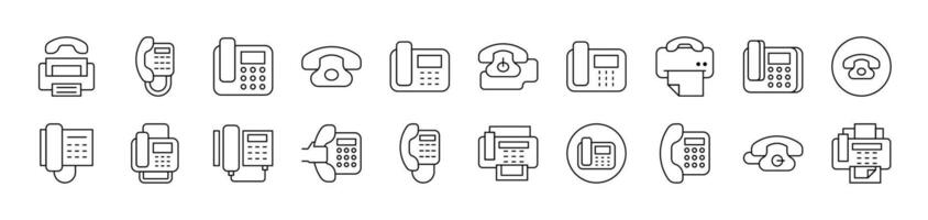 Phone and Fax Outline Simple Linear Image Collection. Editable Stroke. Suitable for Web Sites, Books, Cards, Apps vector