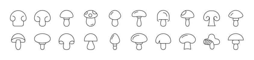 Mushroom Thin Icons Collection. Editable Stroke. Suitable for Web Sites, Books, Cards, Apps vector