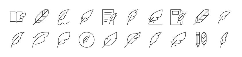 Feather Related Line Icons for Web Sites, Books, Cards, Apps. Editable Stroke. Suitable for Web Sites, Books, Cards, Apps vector