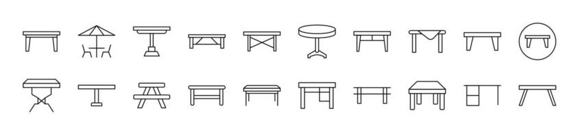 Table Set of Thin Icons. Editable Stroke. Suitable for Web Sites, Books, Cards, Apps vector