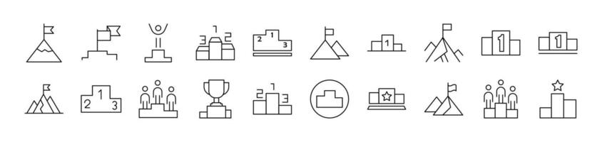Winner and Pedestal Collection of Thin Icons. Editable Stroke. Suitable for Web Sites, Books, Cards, Apps vector