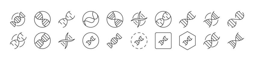 DNA Outline Simple Linear Image Collection. Editable Stroke. Suitable for Web Sites, Books, Cards, Apps vector