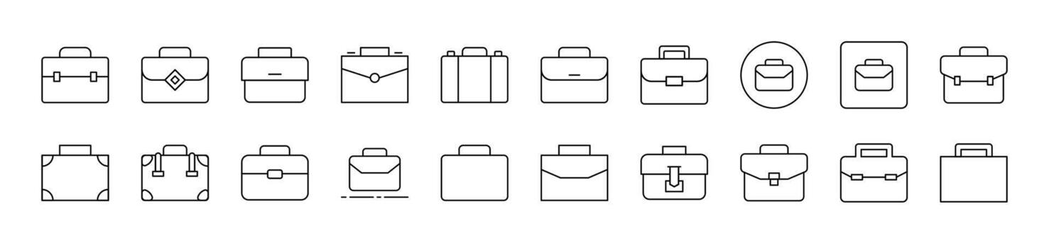 Briefcase, Business Suitcase Thin Icons Collection. Editable Stroke. Suitable for Web Sites, Books, Cards, Apps vector