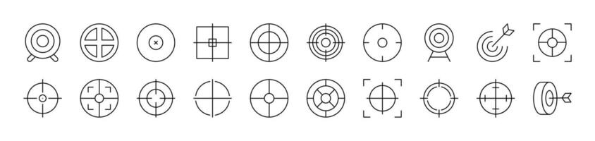 Sniper Target and Aim Simple Icon Collection. Editable Stroke. Perfect for Infographics, Articles, Books, Flyers, Banners vector