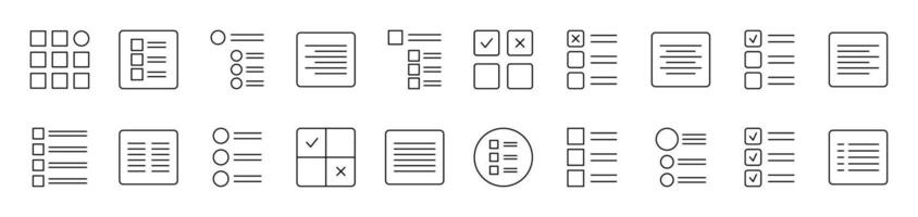 Menu and List in Interface Related Line Icon Collection. Editable Stroke. Perfect for Infographics, Articles, Books, Flyers, Banners vector