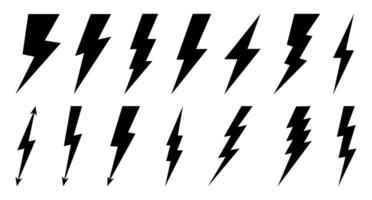 Icon set of lightning bolt, electric thunderbolt, lightning strike, dangerous symbol illustration vector