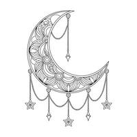 a moon with a chain hanging from it vector