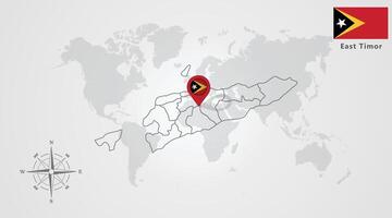 East Timor flag icon design with map outline, Template with the national flag and map vector
